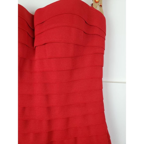 Sherri Hill Red Beaded Bandage Formal Cocktail Holiday Party Homecoming Dress 8 - Picture 9 of 11